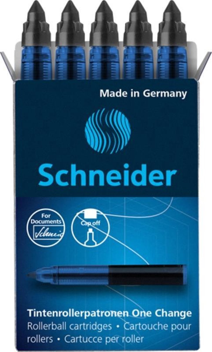 Schneider Writing Instruments Schneider recambio rollerball - un cambio - caja de 5 piezas - negro - s-185401