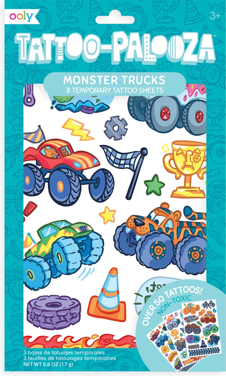 Ooly - tatuaje palooza - tatuajes temporales - monster trucks