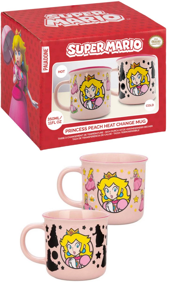 Tazza Paladone Super Mario Princess Peach Heat Change - Tazza Nintendo con licenza ufficiale, 300 ml -