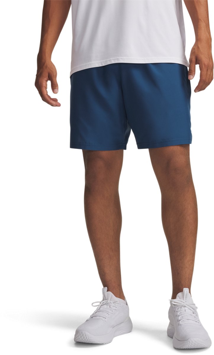 Under armour ua tech woven wordmark short-blu heren sportbroek - wham blauw - wit