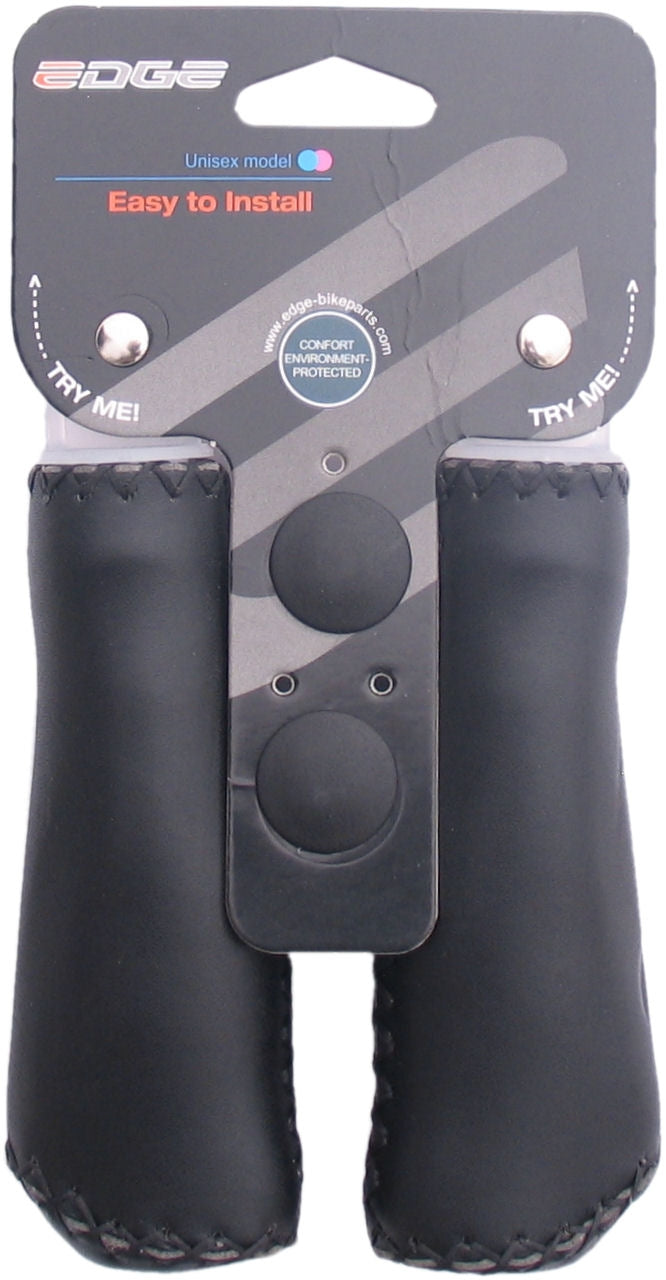 La agarre de cuero de borde - Juego de mango de cuero ergonómico - 135 mm - Negro