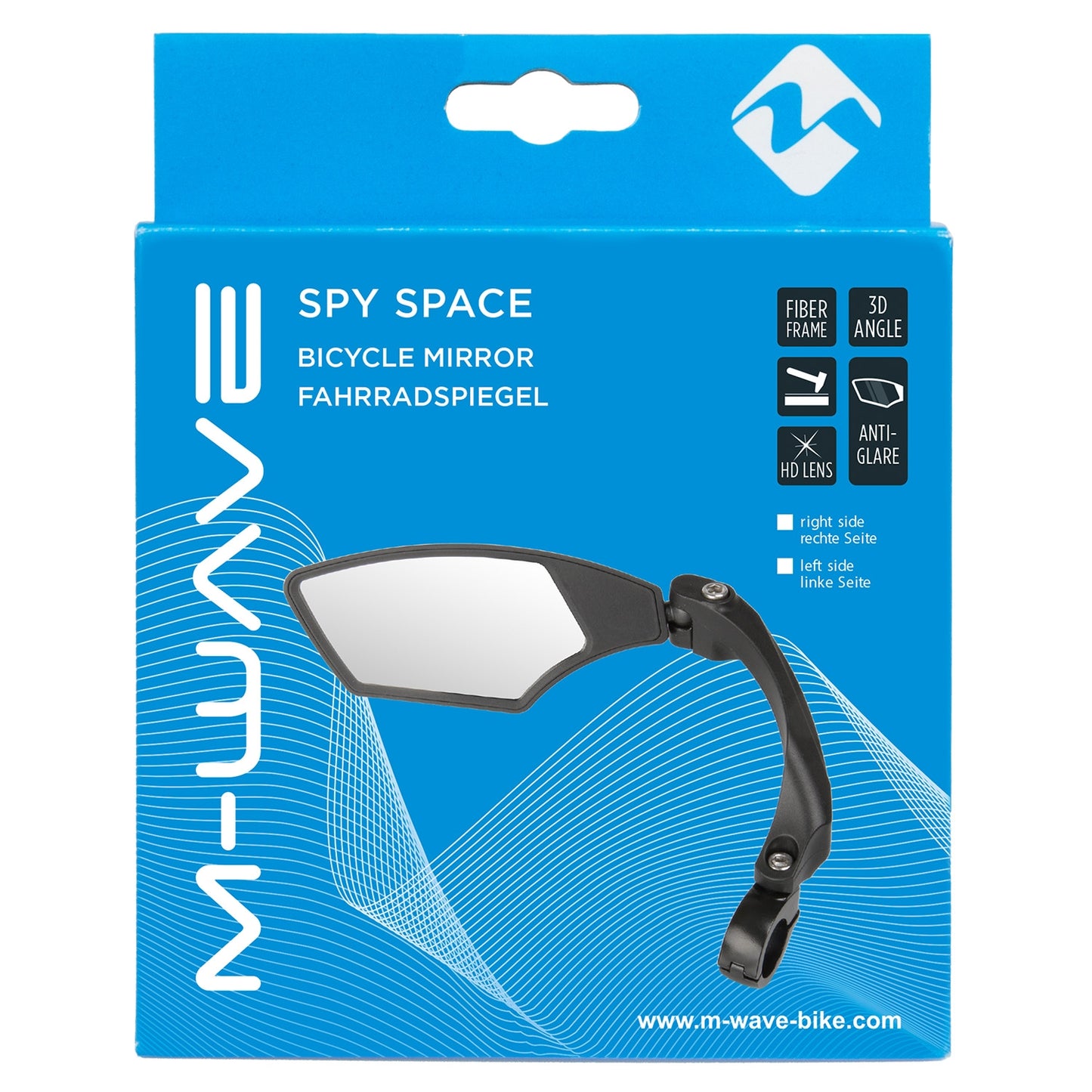 Specchio per biciclette m-wave 110 x 55 mm destra nera