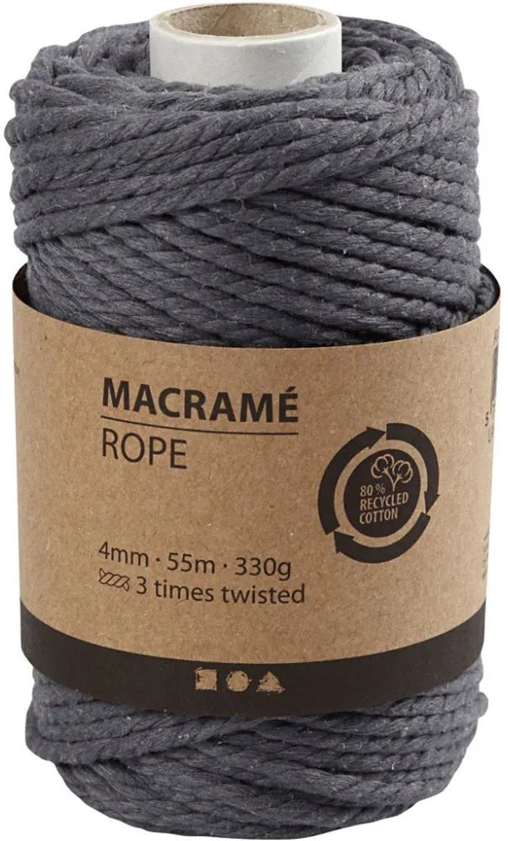 Creative Company Macrame Cord Grey, 55m