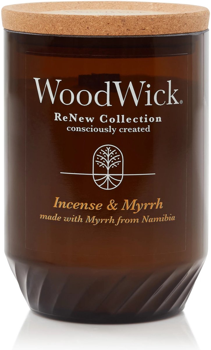 Woodwick renew medium geurkaars - incense myrrh - 55 branduren