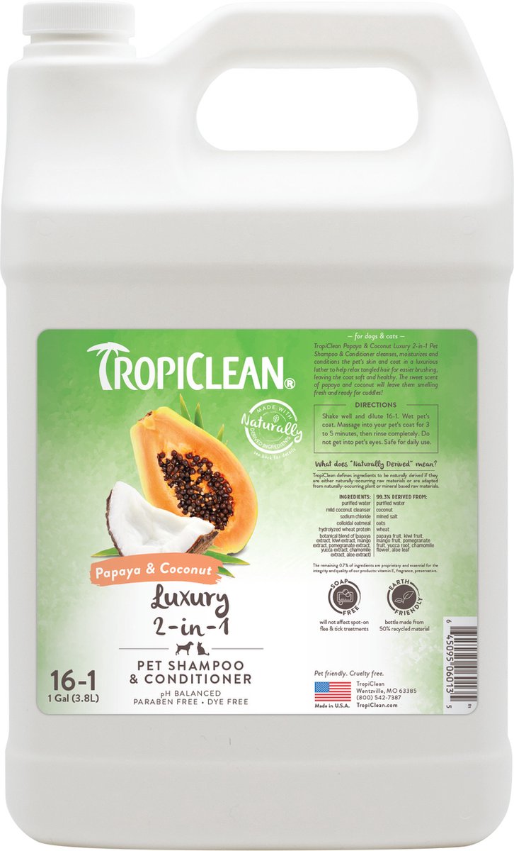 Bacche Tropiclean e cocco - shampoo e balsamo di lusso per cani - 3,8 l