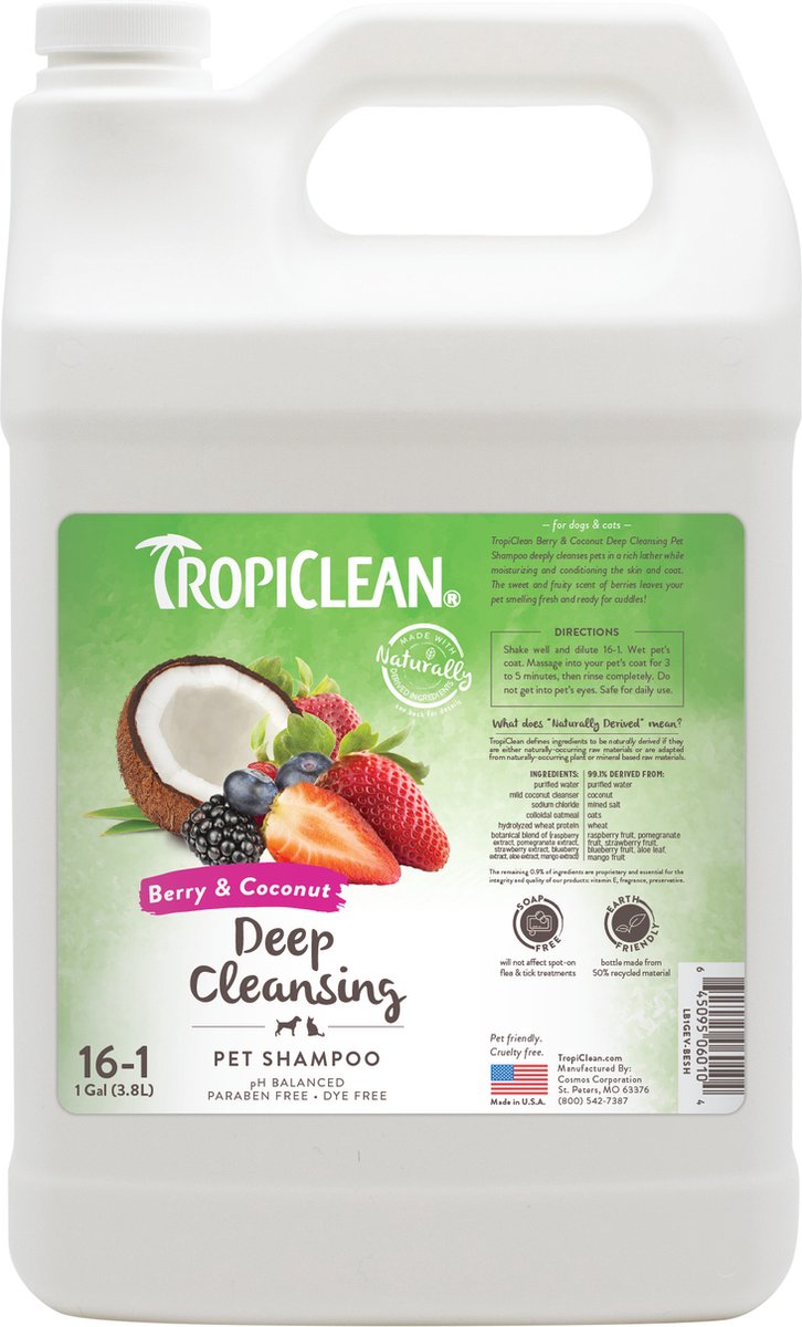 Bacche Tropiclean e cocco - shampoo per cani - pulizia profonda - 3,8 l