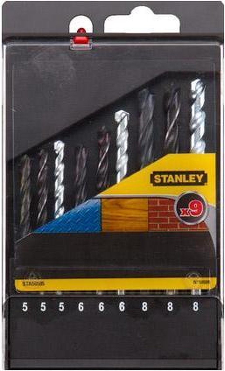 Cassetta trapano Stanley metallo pietra legno - 9 pezzi
