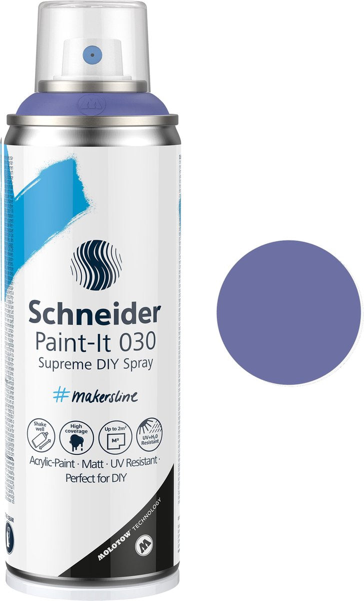 Schneider papelería schneider pintura en aerosol - paint-it 030 - pintura en aerosol diy - pintura acrílica - 200ml - azul lila - s-ml-03050023