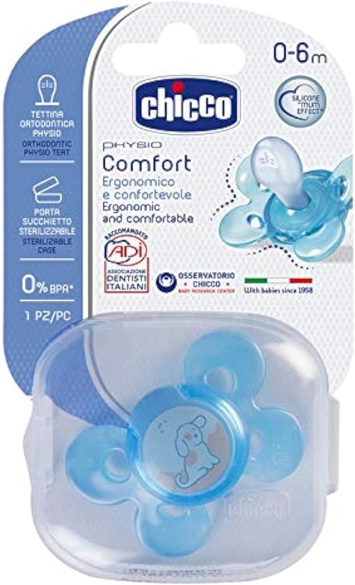 Chicco physio comfort fopspeen siliconen 0-6m blauw 1st