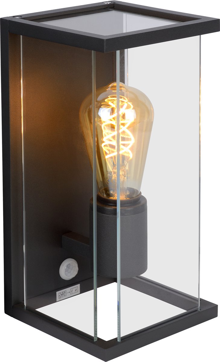 Lucide claire - wandlamp binnen buiten - 1xe27 - ip54 - beweging dag nacht sensor - antraciet