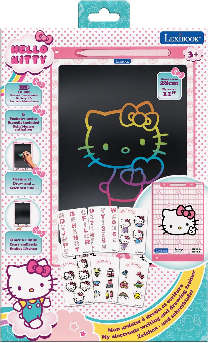 Lexibook hello kitty tavoletta e-ink multicolore per apprendimento e disegno da 11'' con modelli