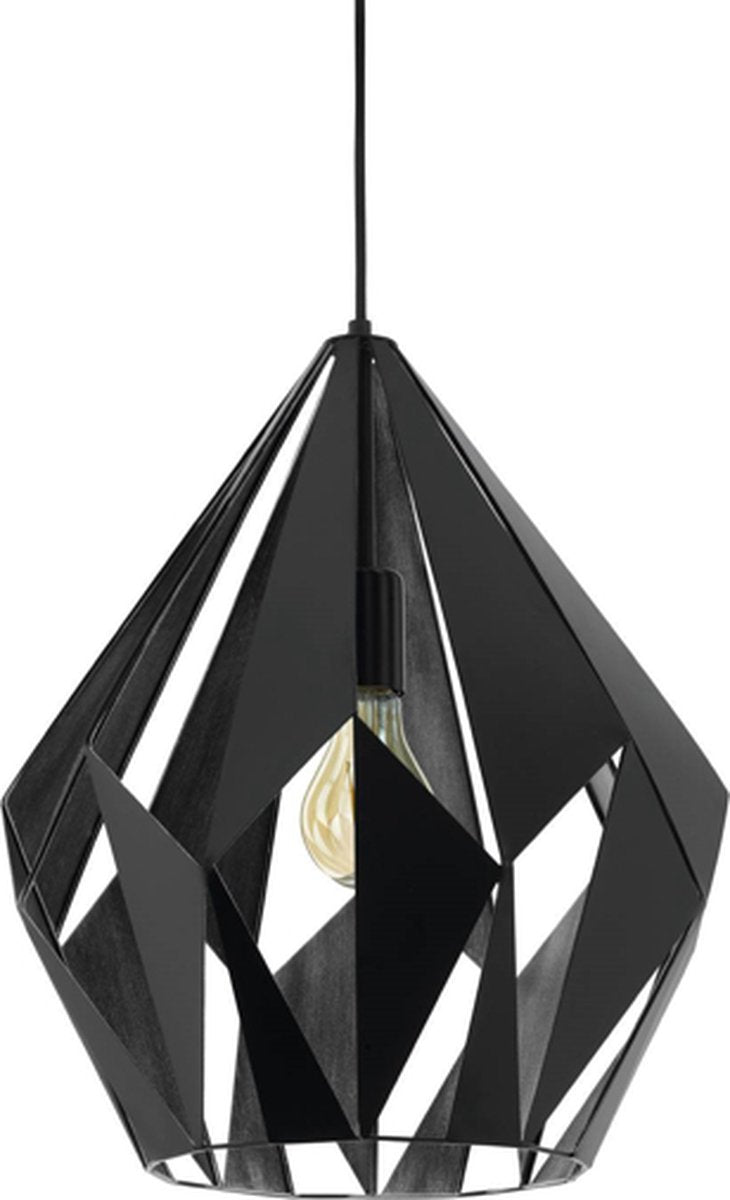 Eglo carlton 1 hanglamp - e27 - 38,5 cm - zwart zilver