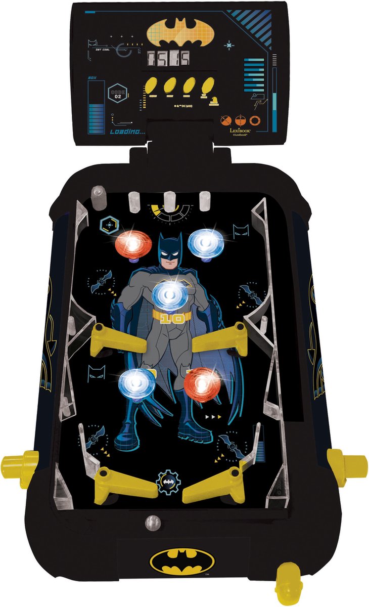 Máquina de pinball electrónica de mesa Lexibook batman con gran diseño, sonidos, iluminación y partituras digitales para jugar solo o retar a tus amigos.