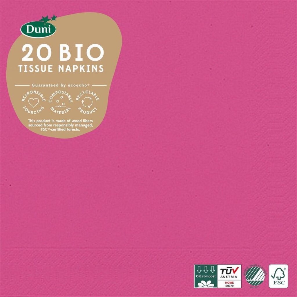 Duni duni servilletas bio 3 capas 33 x 33 cm papel fucsia 20 piezas