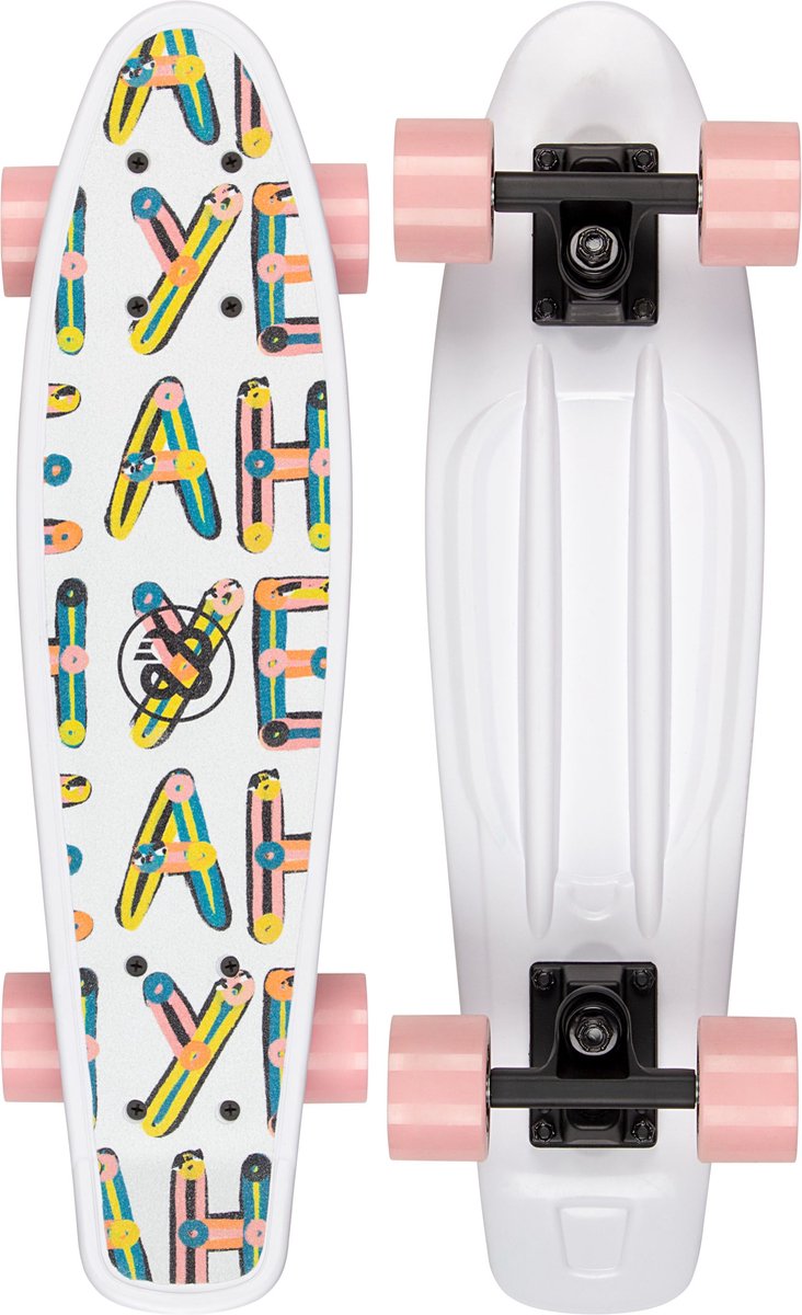 Skateboard Nijdam Flipgrip - alta stagione - bianco rosa
