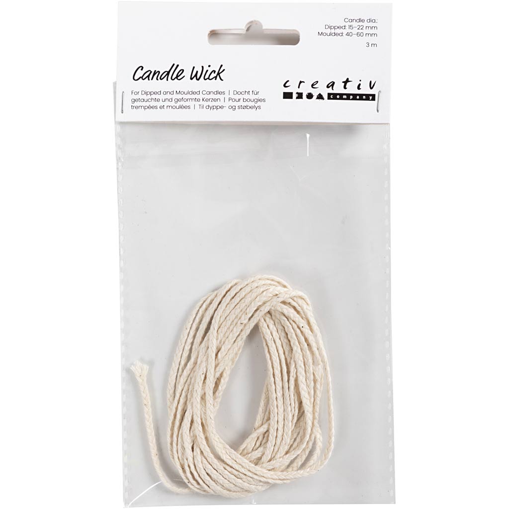 Creative Company Wick per battezzato (Dia. 15-22 mm) e candele gettate (Slide 40-60 mm), 3M