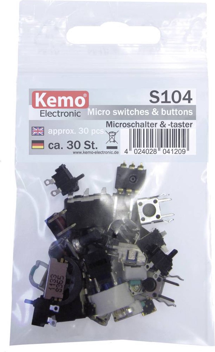 Surtido microinterruptores kemo s104 momento 30 piezas