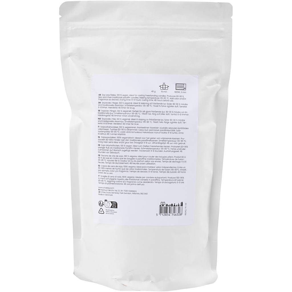 Creativ company cera de soja, para velas independientes, crema, 500 gr 1 caja