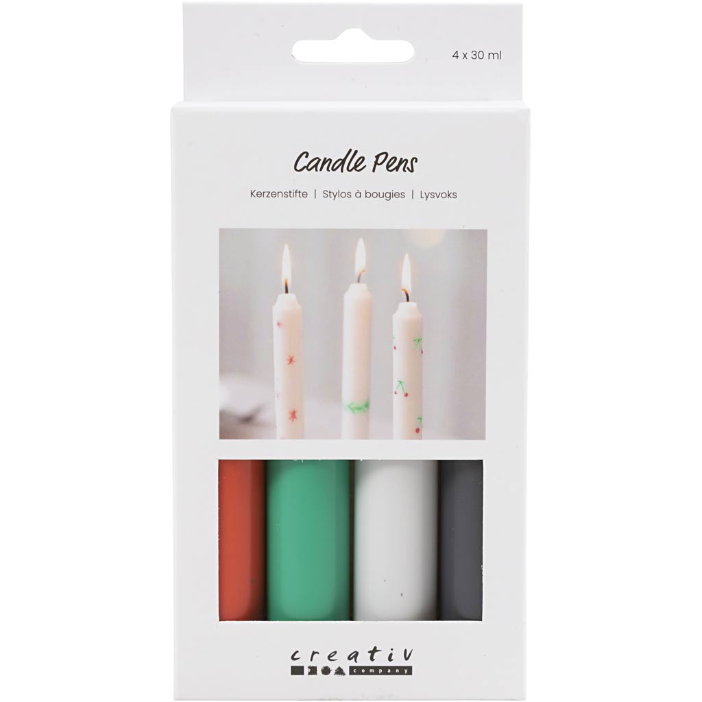 Candele Creative Company, nero, verde, grigio chiaro, rosso, 4x30 ml 1 scatola