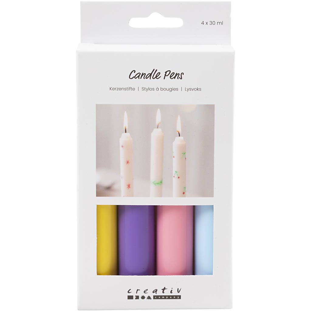 Candelabros Creativ company, azul claro, rosa claro, violeta, amarillo, 4x30 ml 1 caja