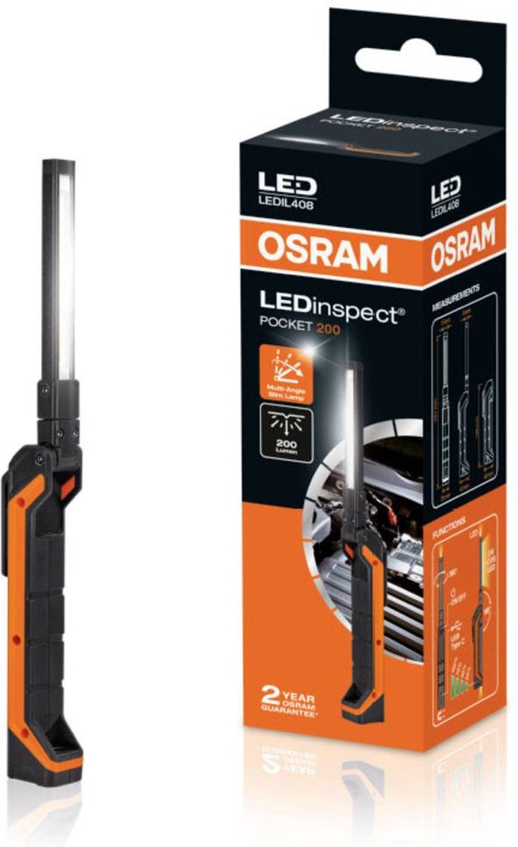 Osram automotriz ledil408 ledinspect pocket200 luz de trabajo led funciona con batería, funciona con USB 200 lm