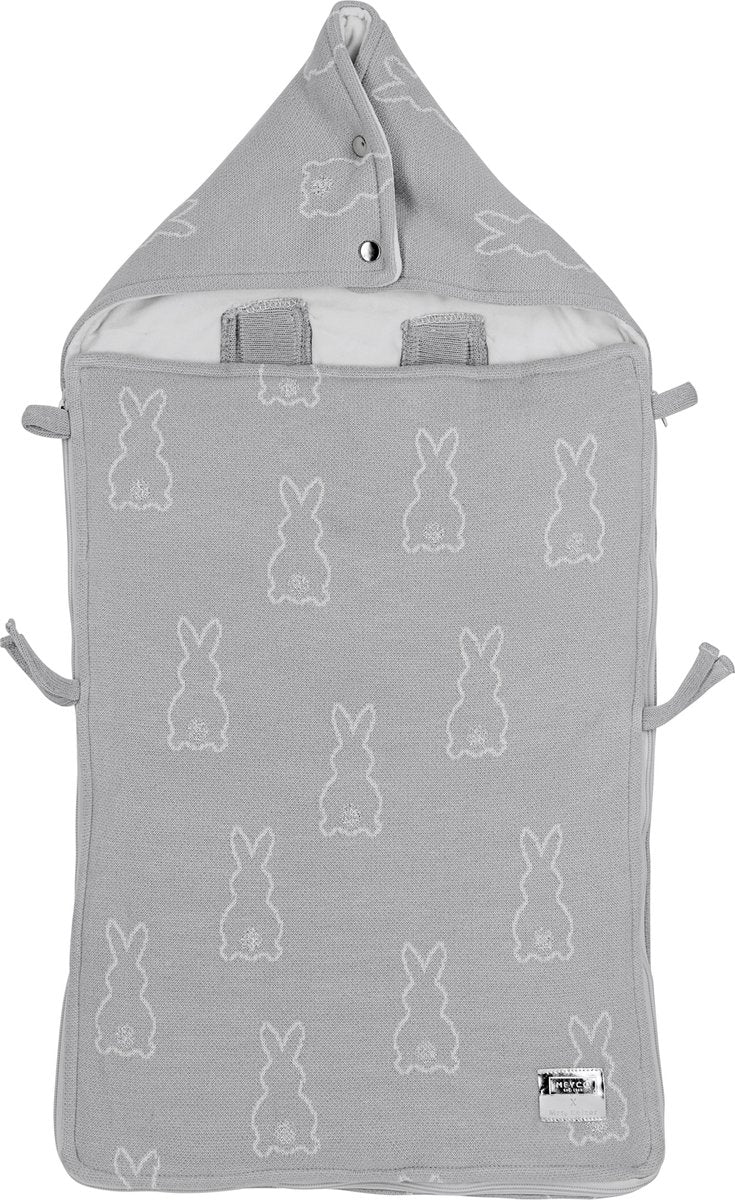 Meyco baby x mrs.keizer rabbit voetenzak - silver - 40x82cm