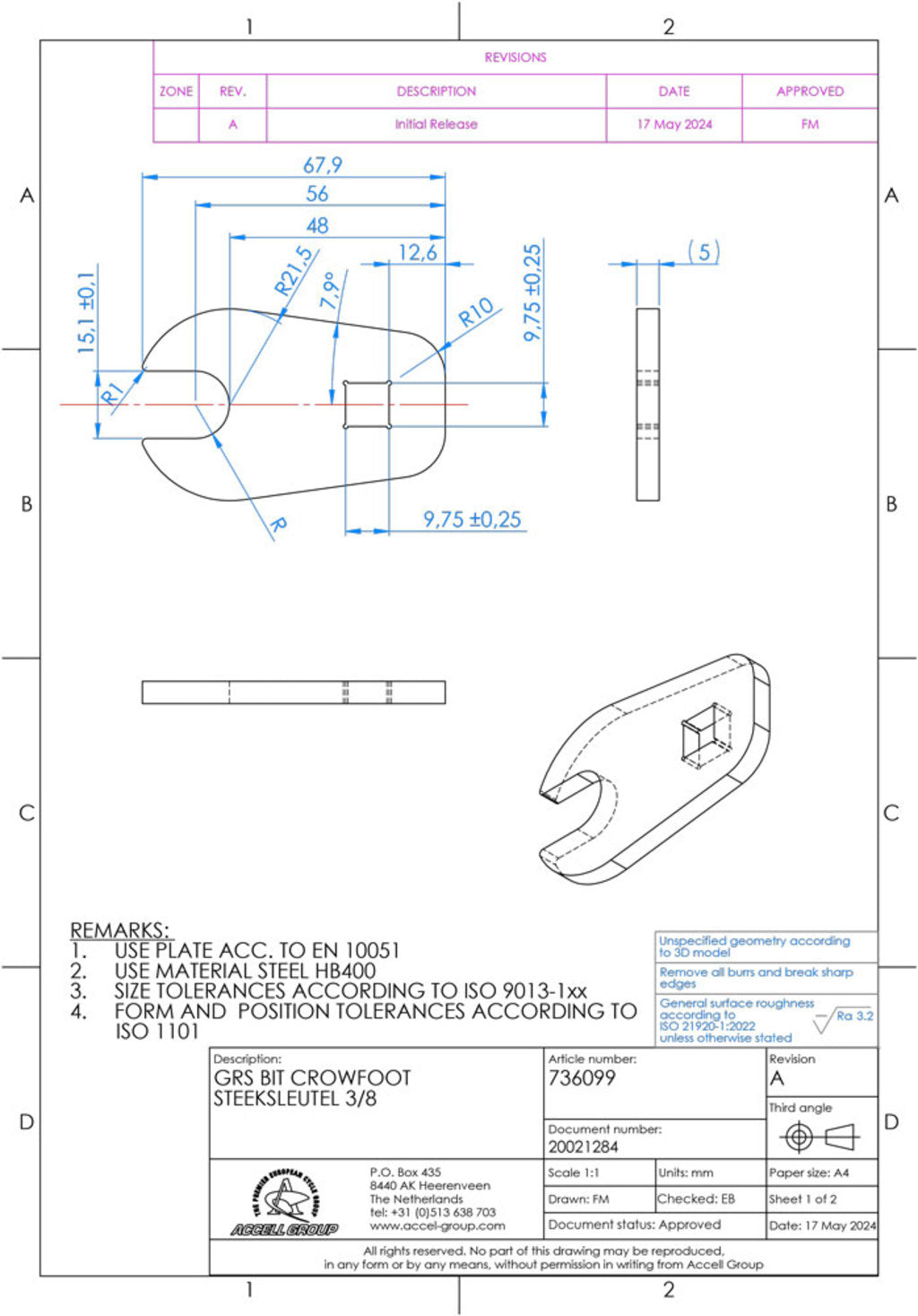 Llave de boca sin marca grs bit crowfoot 3 8 15mm