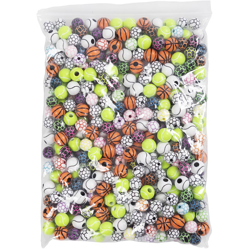 Cuentas deportivas Creativ company, d 10+11 mm, medida agujero 1,5+3 mm, 270 gr 1 caja
