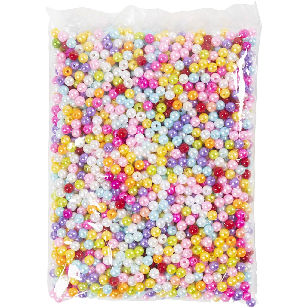 Perle di cera Creative Company, d 8 mm, dimensione del buco 1 mm, ca. 2000 pezzi, colori madreperla, 500 gr 1 busta