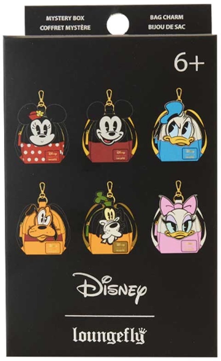 Loungefly Topolino e i suoi amici con ciondolo da borsa espositore con scatola misteriosa (15) spille - 1 pezzo