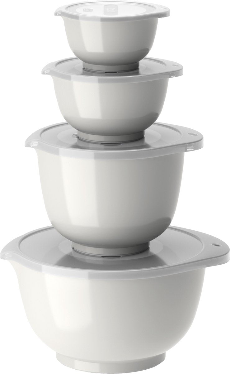 Rosti Margrethe mixing bowl set - 8 pieces - 0.25, 0.5, 1.5 and 3 l - white - mixing bowl with lid for baking and cooking - microwave, freezer and dishwasher safe