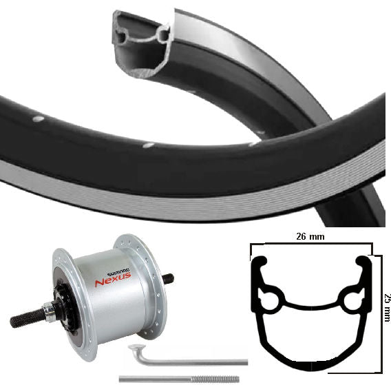 Rueda delantera KGS 28 pulgadas (622) Stratos ZW ZIL RollerBrake Naaf Dynamo fijado