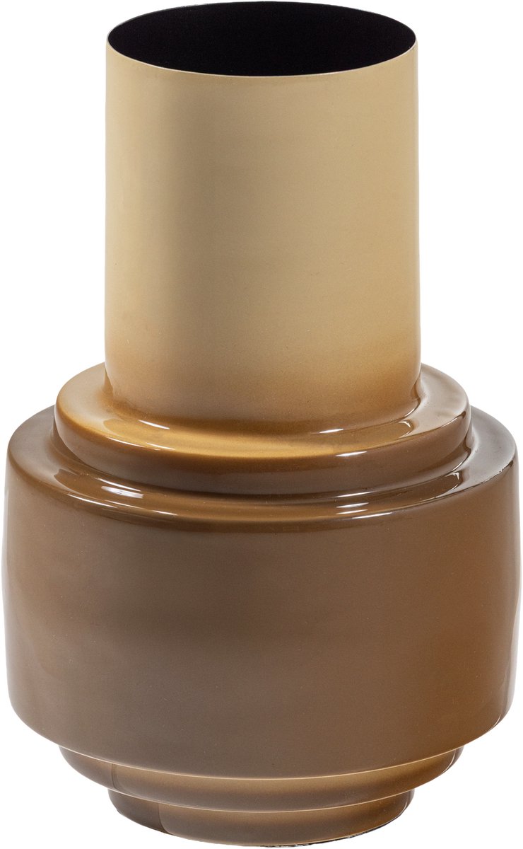 Vaso orba in legno 34x22 cm - metallo - sabbia lucida - 34x22x22