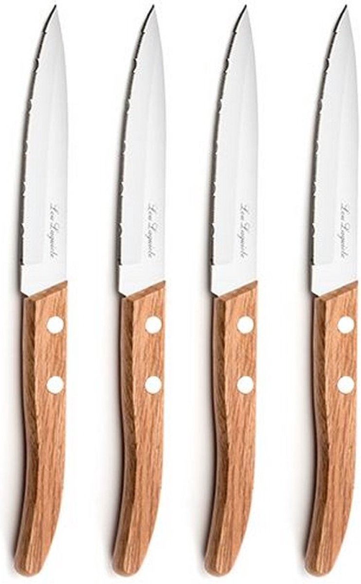 Lou laguile lou laguile bistecca bistecca di bistecca 4 pezzi di acciaio inossidabile in legno