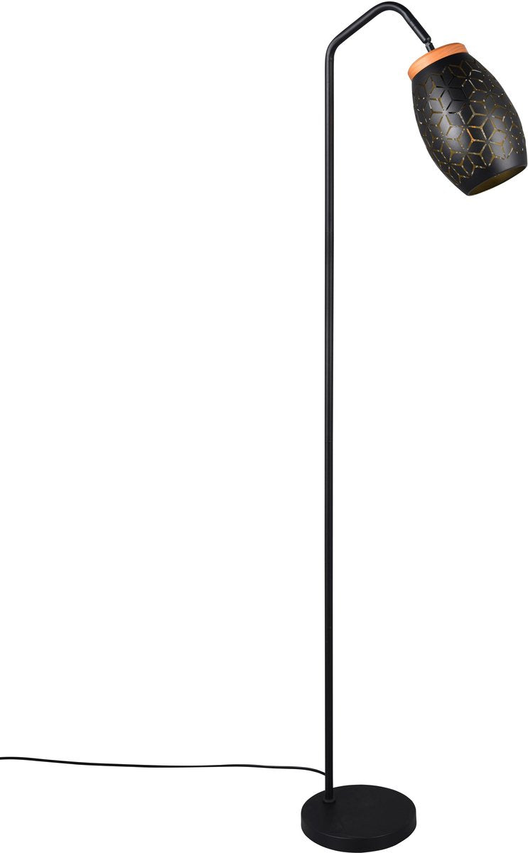 Rl vive tu luz realidad bidar - lámpara de pie - negro-oro - excl. 1x e27 4 w - interruptor de pie