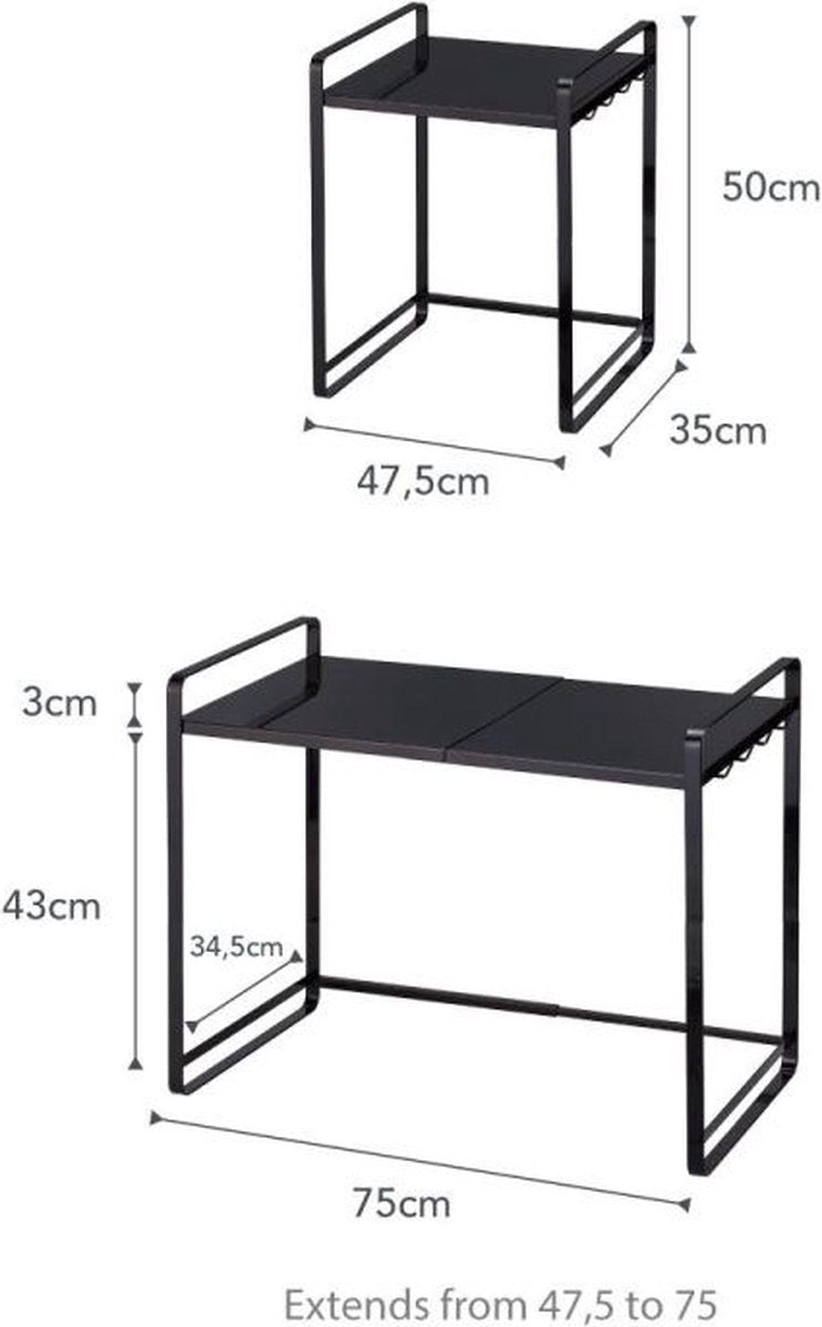 Organizer da banco Yamazaki estensibile - tower - nero