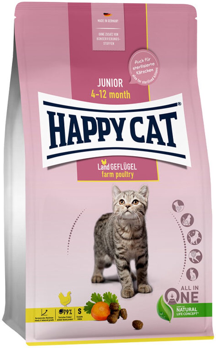 Comida para gatos Happy cat junior - aves - 10 kg