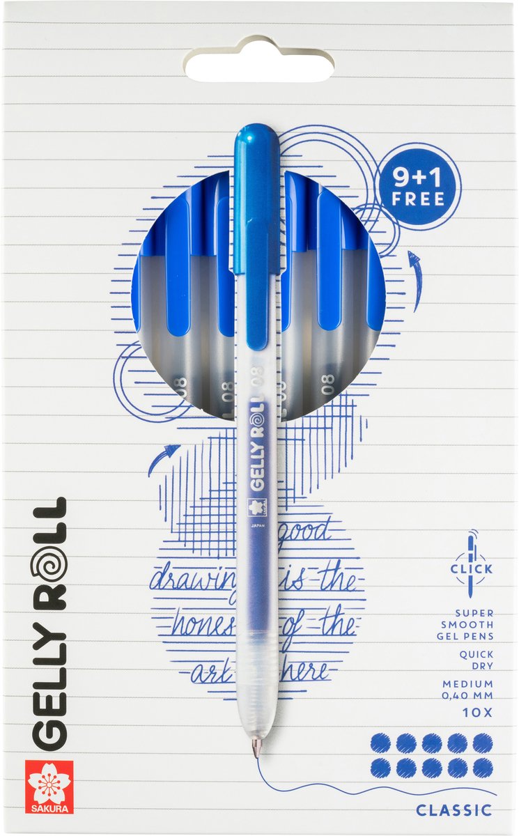 Sakura • set classico retrattile gelly roll blu 10 pezzi