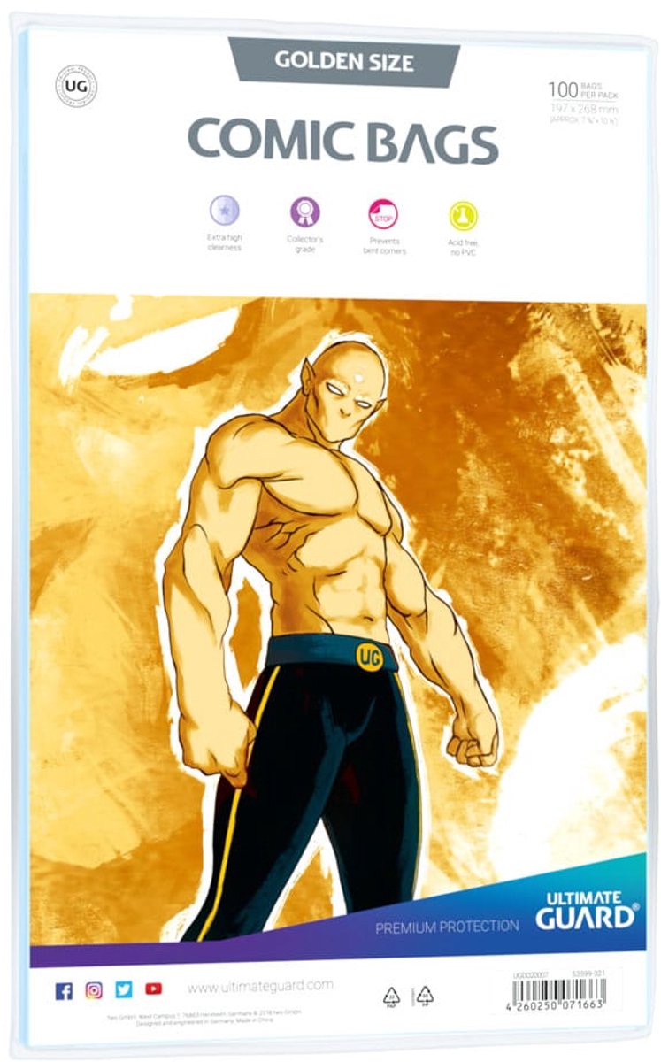 Bolsas de cómics Ultimate Guard estándar (100) - tamaño dorado