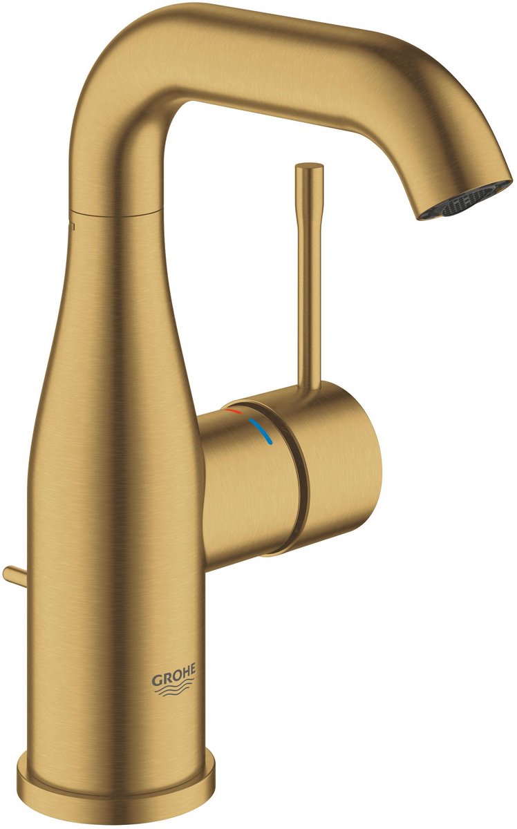 Grohe essence new wastafelkraan - medium uitloop - met trekwaste - cool sunrise geborsteld (mat goud) - 23462gn1