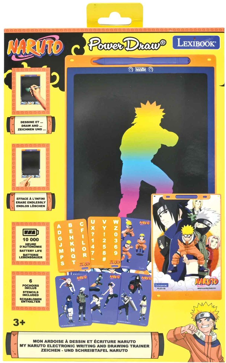 Tavoletta e-ink multicolore per apprendimento e disegno Lexibook Naruto da 11'' con modelli