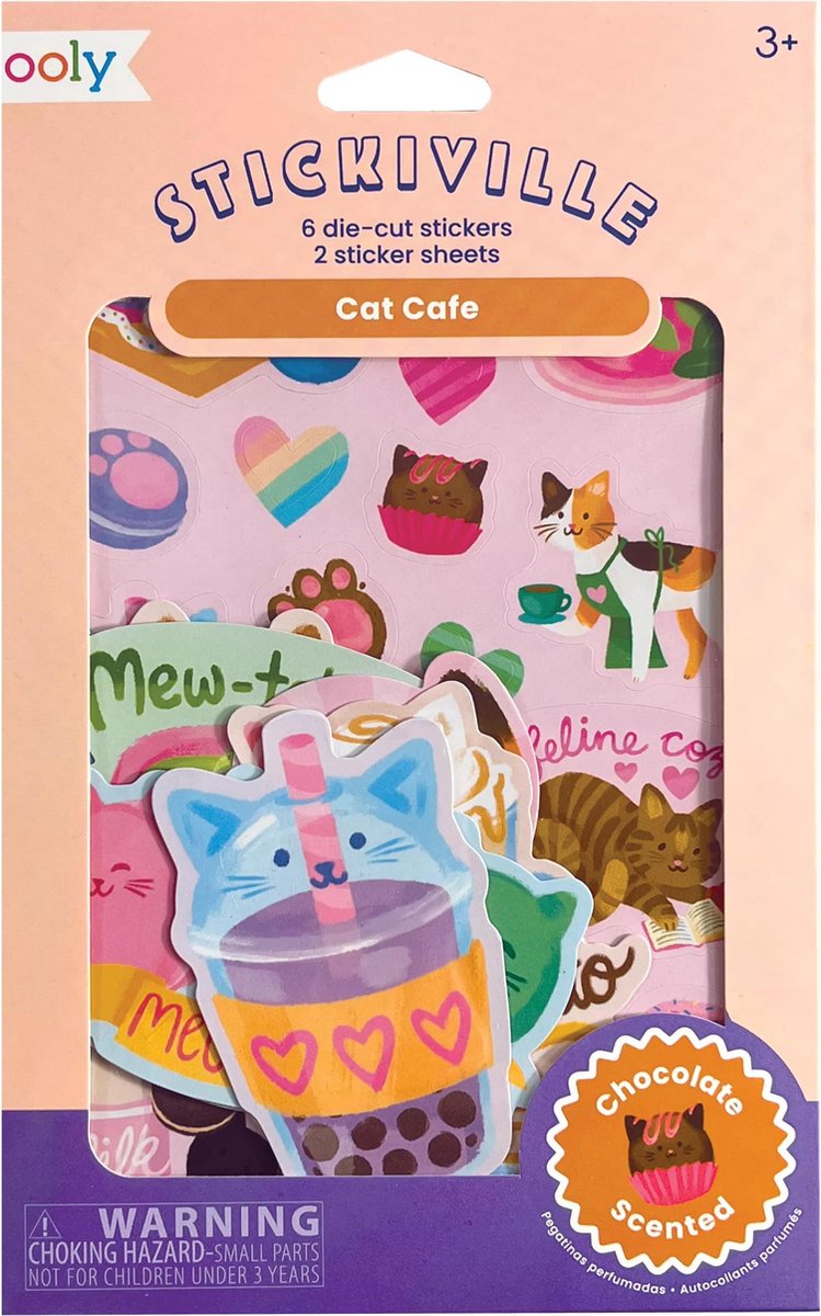 Ooly - stickiville - cat café - pegatinas con aroma a chocolate