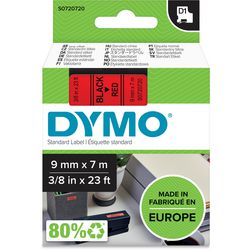 Dymo tapes d1 polyester 9mmx7m zwart-rood glanzend