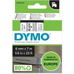 Tapes dymo d1 polyester 6mmx7m zwart-transparant glanzend