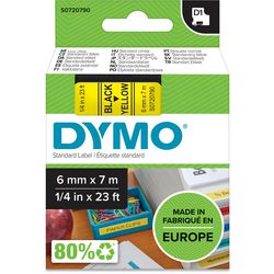 Tapes dymo d1 polyester 6mmx7m zwart-geel glanzend