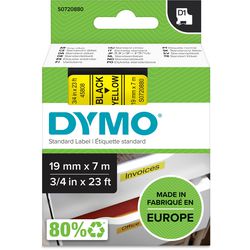 Tapes dymo d1 polyester 19mmx7m zwart-geel glanzend