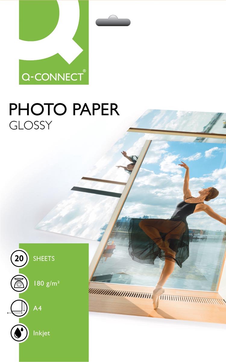 Papel fotográfico Q-connect, pies a4, 180 g, paquete de 20 hojas