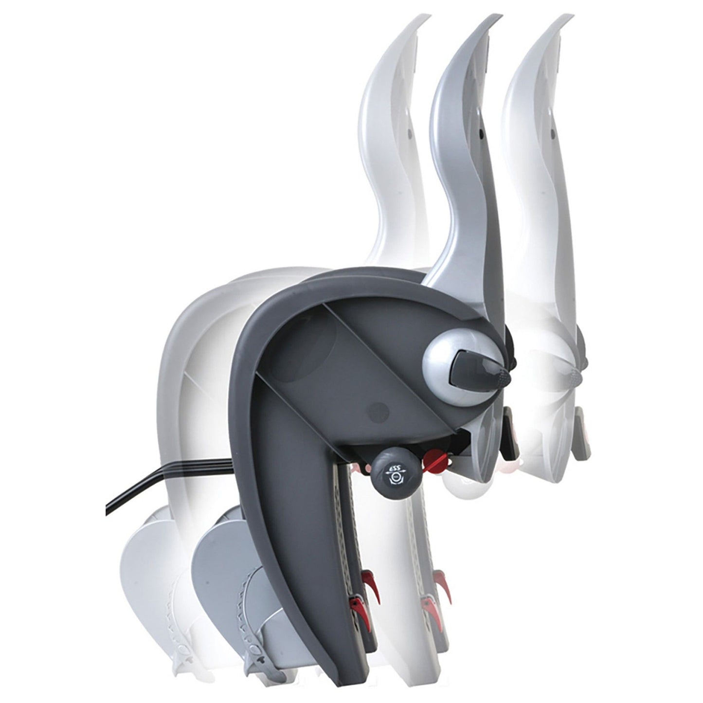 Asiento infantil trasero Polisport Wallaby-Evo DeLuxe gris oscuro plata con fijación al bastidor (FF)