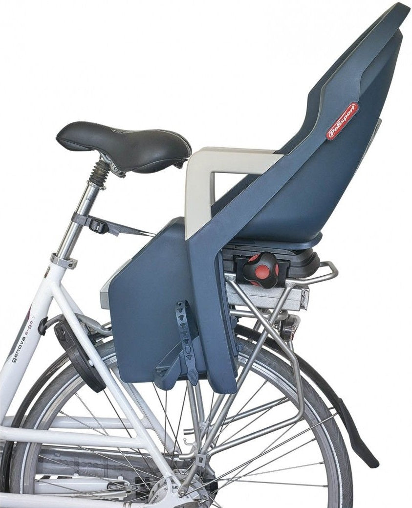 Asiento para niños de PoliSport detrás de Guppy Maxi+ con crema de jeans confirmación de portaaviones (CFS)