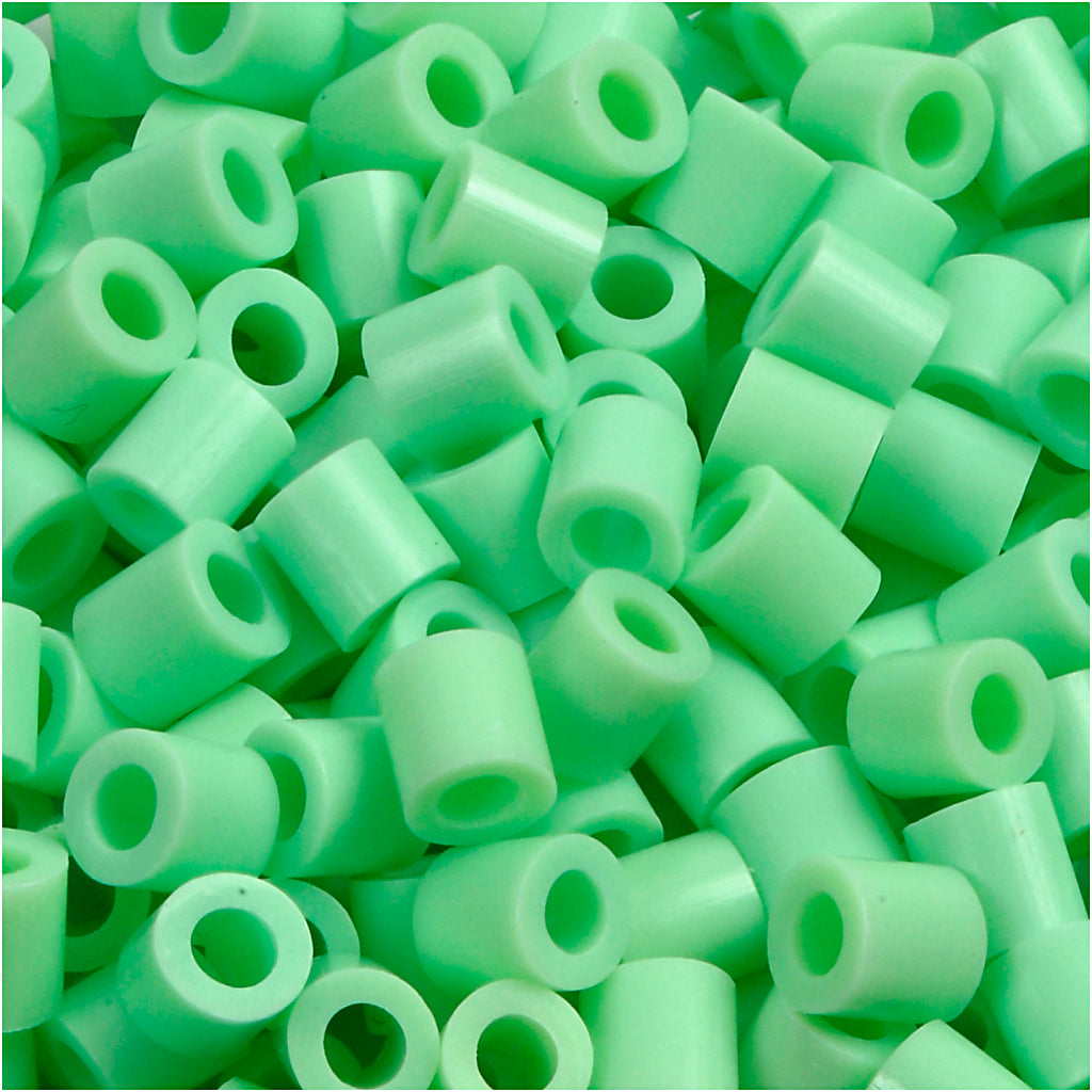 Perline termoadesive Nabbi, misura 5x5 mm, misura buco 2,5 mm, medie, verde pastello (32252), 6000 pezzi 1 scatola